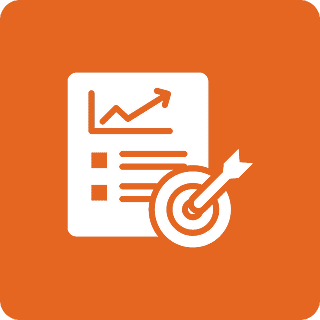 Accurate, Organized Records Graph and target icon on orange background.
