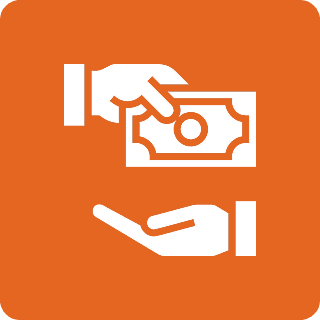 Customized Payroll Setup Hand giving money to another hand.