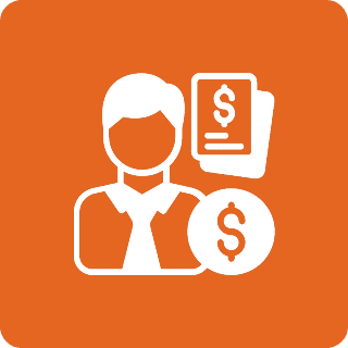 Employee Self-Serve Options Business finance icon with dollar symbols.