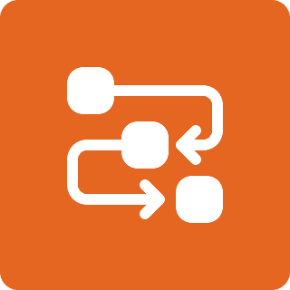 Flowchart icon with arrows and squares.