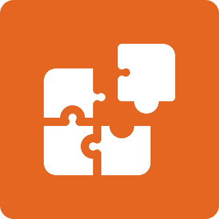 Seamless Integration White puzzle pieces on orange background.