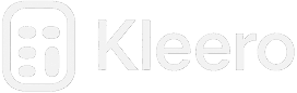 Kleero logo with icon on black background.